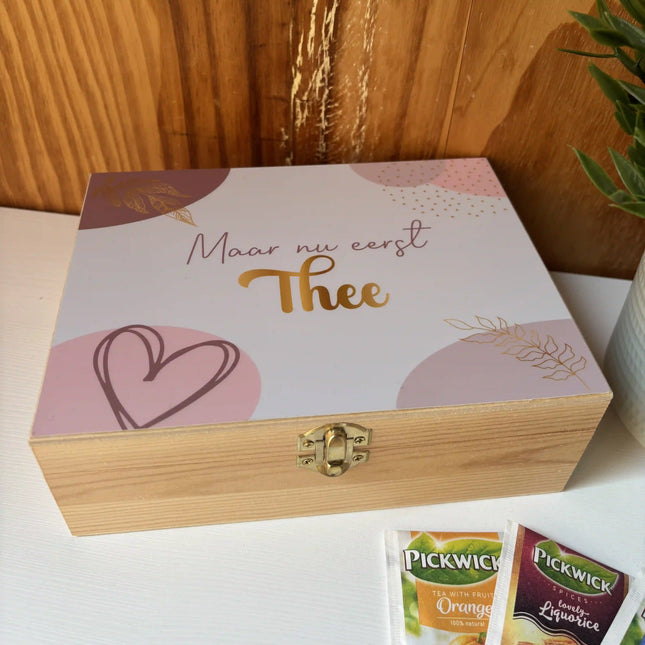 Houten Theekistje | 6 vakjes | Moederdag cadeau